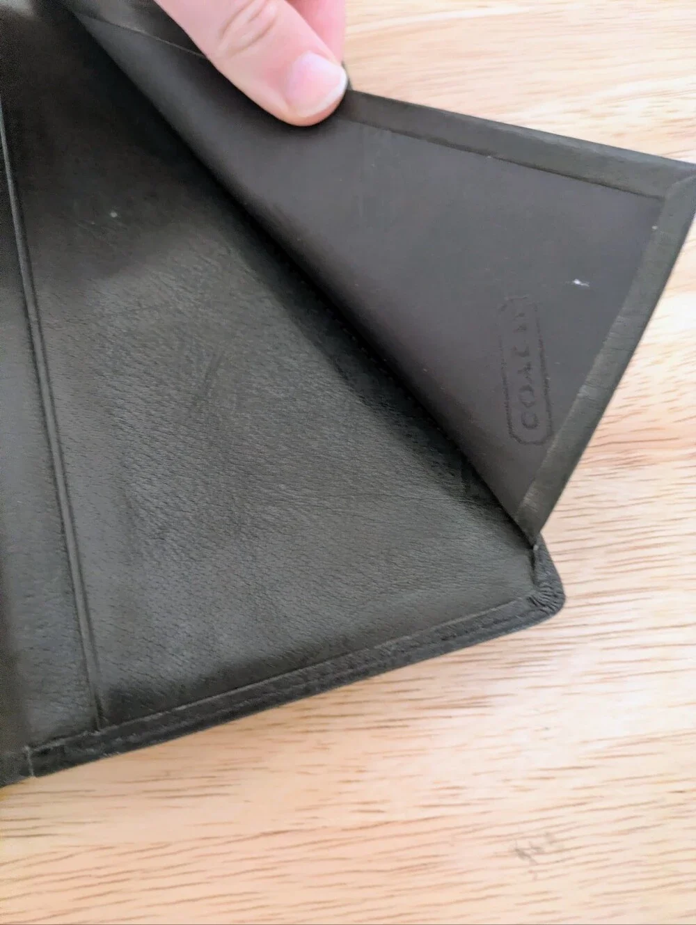 Vintage Coach Black Leather Legacy Trifold Checkbook Wallet